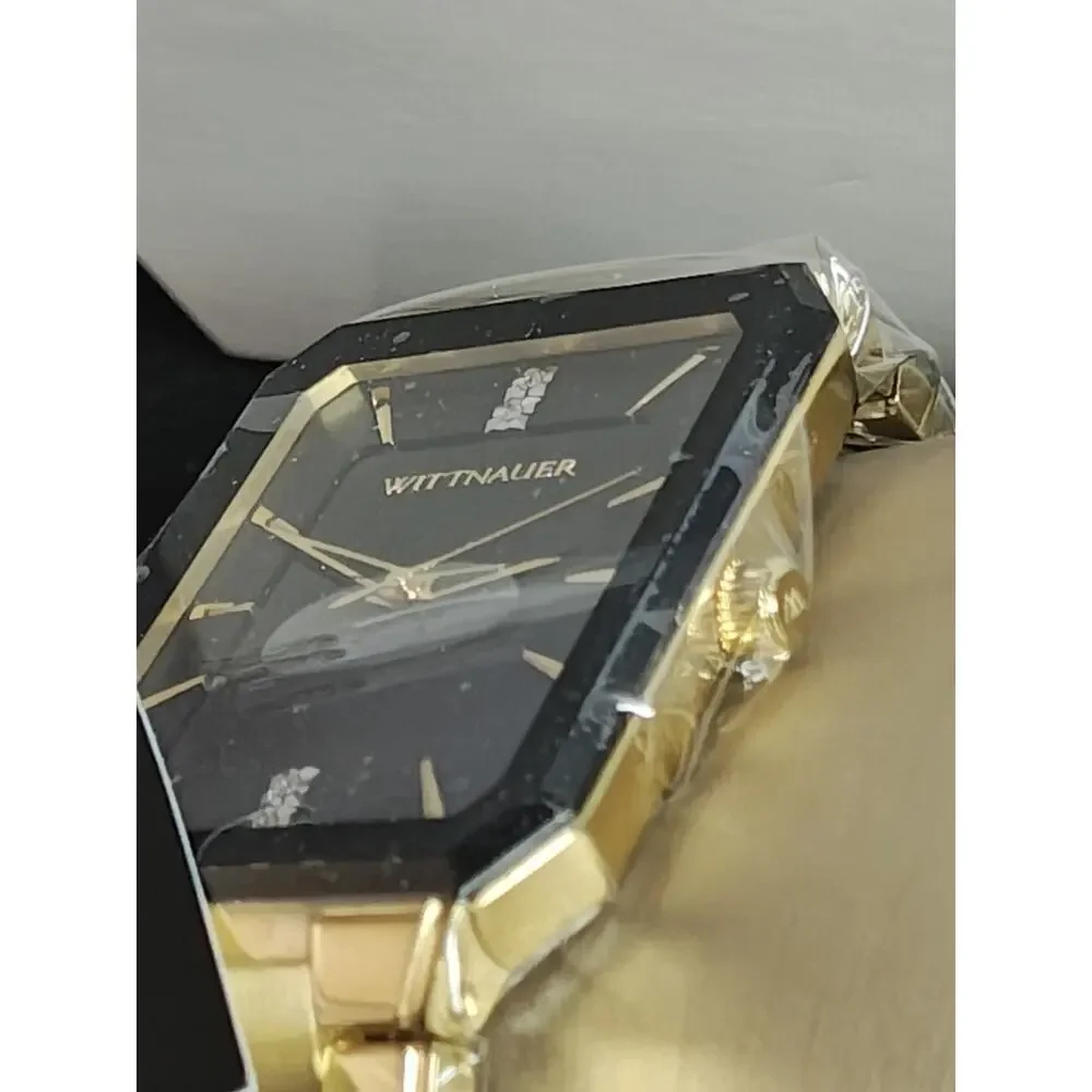 NWT Wittnauer $575 WN3092 Store Display 9.7/10 Men's Omni Black Dial Gold Quartz
